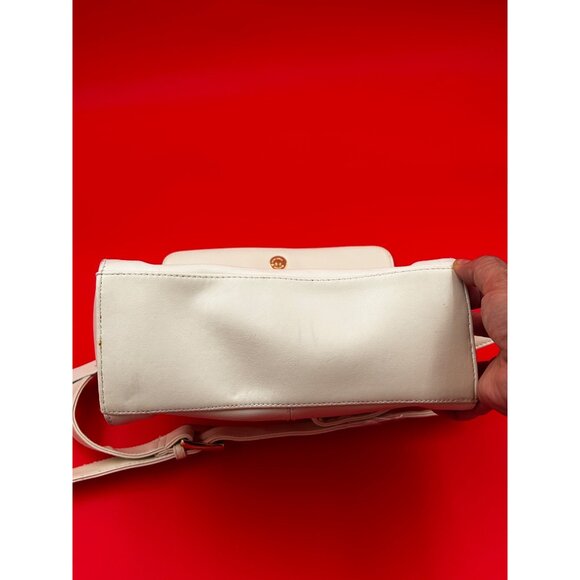 Worthington Crossbody Shoulder Bag Ivory Leather Trim Dual Zip Compartments - Picture 10 of 16